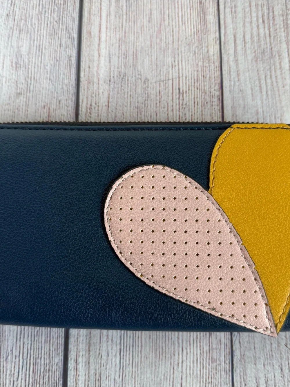 FOSSIL Madison Blue Heart Zipper Wallet